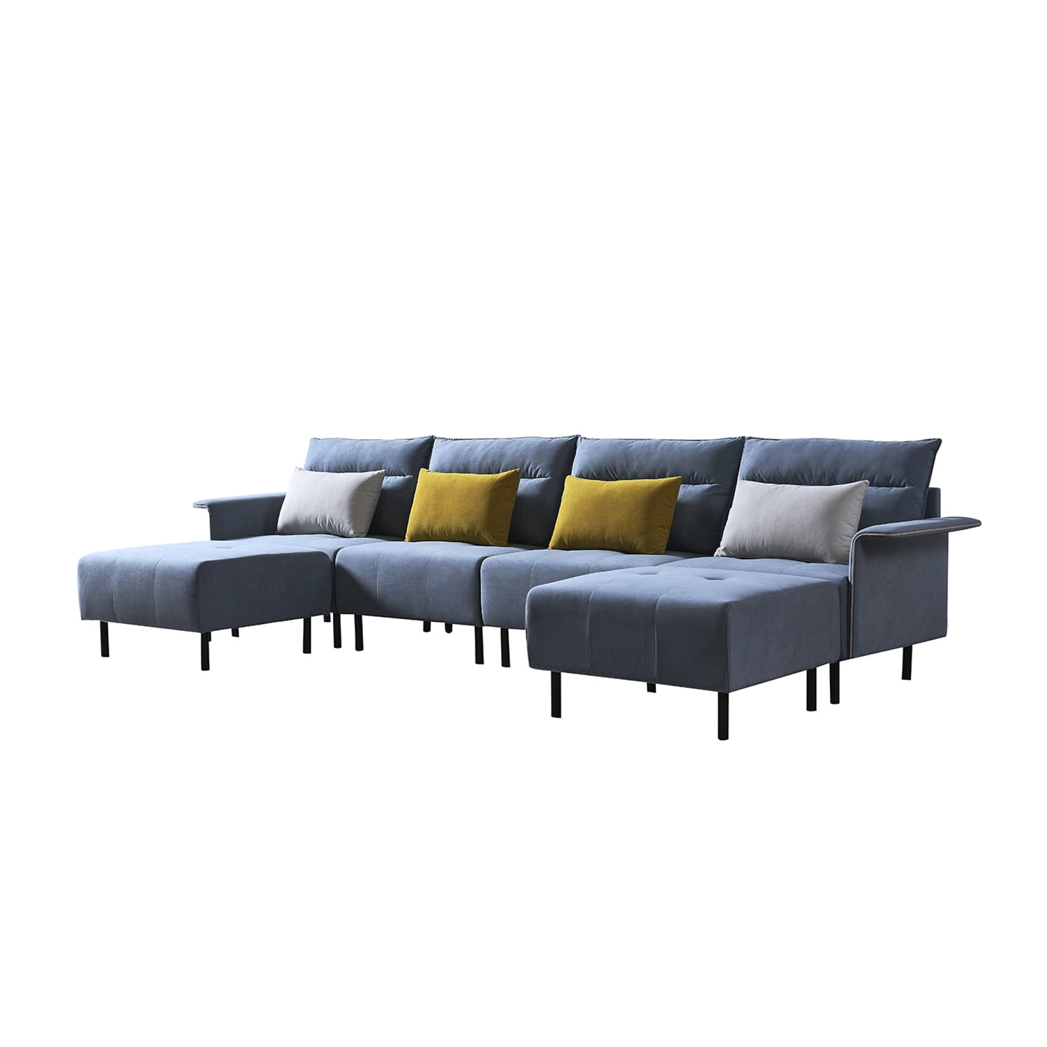 Kepooman Modern Large Sectional Sofa U Shaped Suede Couch, with Extra Wide Chaise Lounge, Light Grey Kepooman Modern Large Sectional Sofa U Shaped Suede Couch, with Extra Wide Chaise Lounge, Light Grey