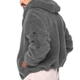 thumbnail image 4 of Lovskoo Men's Fuzzy Fleece Winter Coat Solid Color Plush Pocket Zipper Long Sleeve Hooded Casual Jackets Dark Gray, 4 of 9
