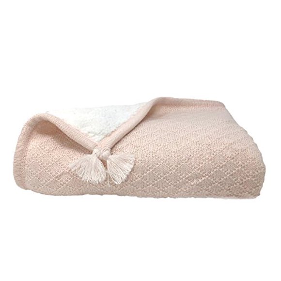 Effe Bebe Knoten Cable Knit Sherpa Baby Blanket Petal Pink