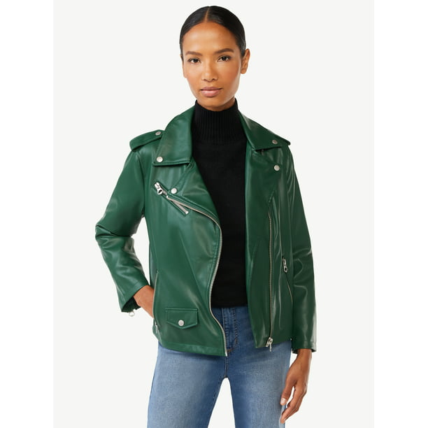 Scoop Women's Faux Leather Moto Jacket 