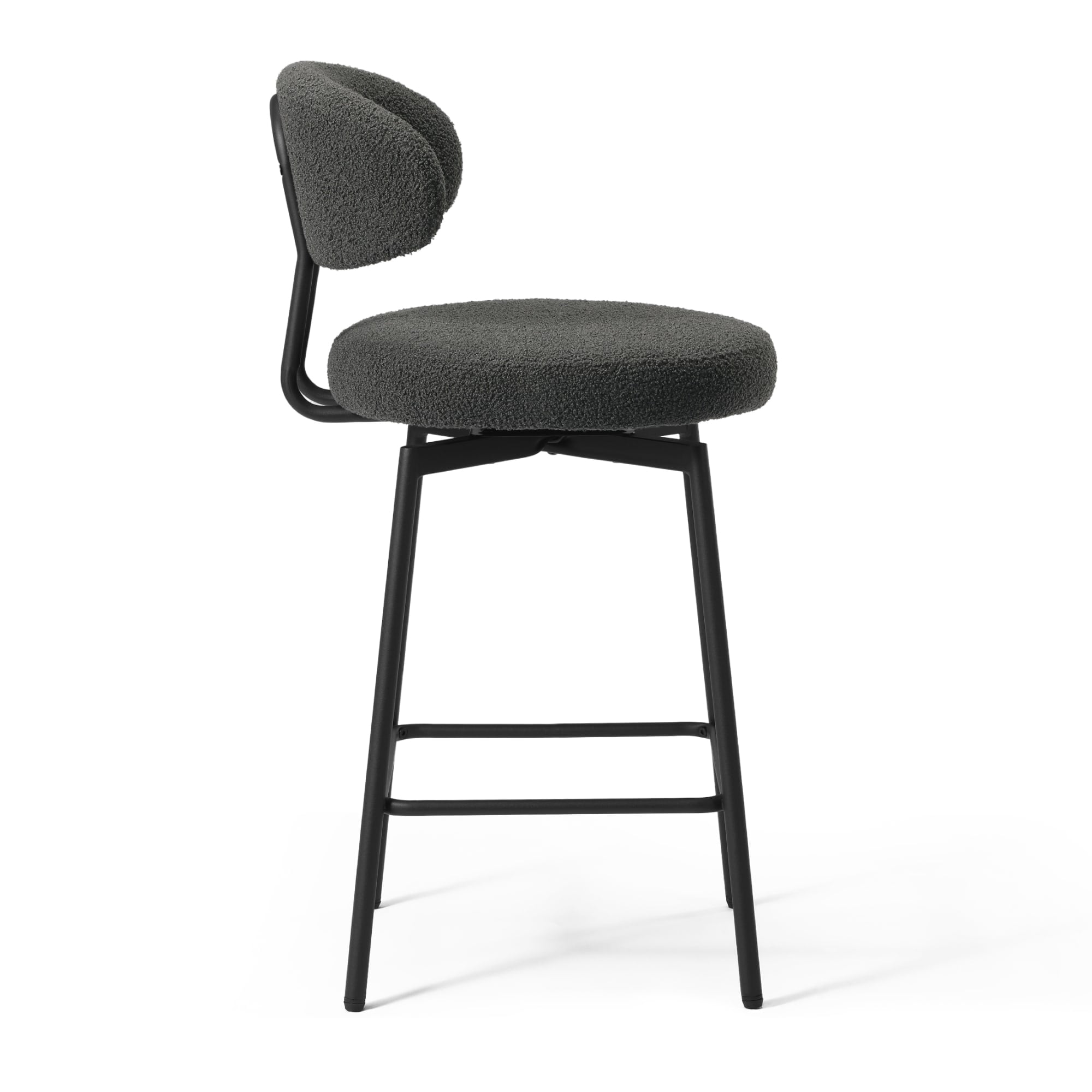 WestinTrends Alexandria Modern Upholstered Sherpa Fabric Counter Height Bar Stools with Back (Set of 2), Charcoal Gray