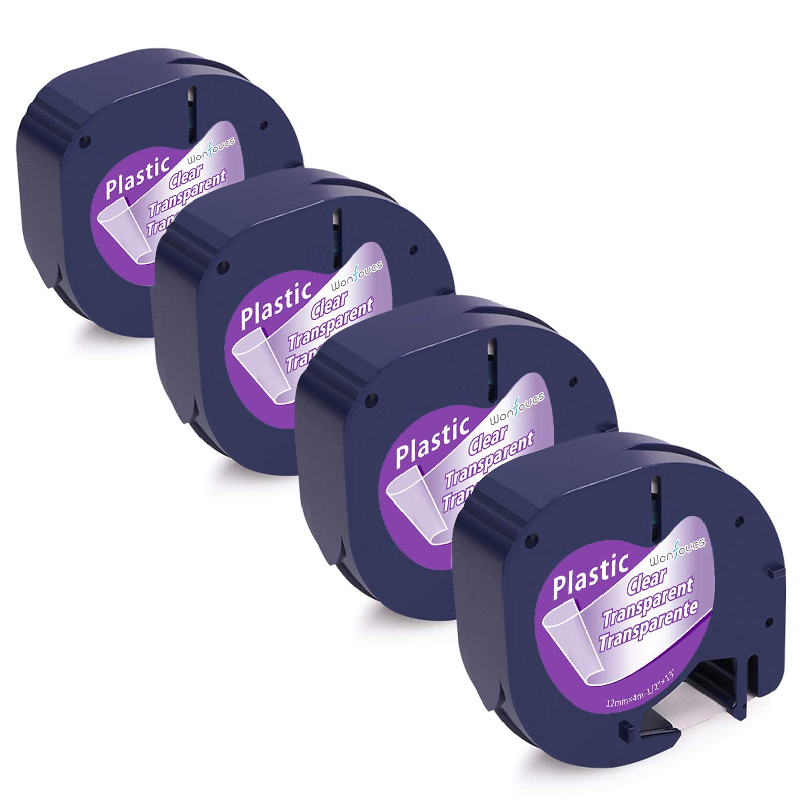 4 Pack Markdomain Compatible for Dymo Clear Transparent Label Tape Plastic Letratag Refills