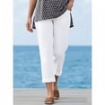 thumbnail image 3 of Zedker Casual High Waist Wide-Leg Womens Pants with Pockets Comfy Loose Elastic Waist Ankle-Length Pants for Springtime and Summer,White,S, 3 of 7