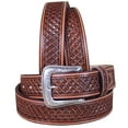 thumbnail image 2 of Nocona Western Belt Mens Leather Tooled Square Weave Copper N2491008, 2 of 5