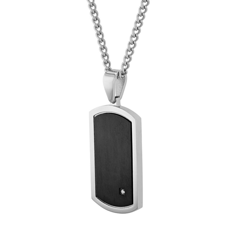 Mens Lab-Grown Diamond Accent Two-Tone Stainless Steel Pendant