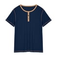 thumbnail image 3 of cocolona Mens Summer Sports Short Sleeve T-Shirts Fashion Button Crew Neck Casual Color Block Tops, 3 of 5