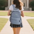 thumbnail image 2 of UJNDER School for Girls Women's Stylish Solid Color Backpack, Lightweight Casual Bookbag with Large Capacity for School and College Girls Bookbag Blue,One Size, 2 of 4