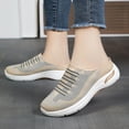 thumbnail image 6 of gzxflxpge Women Slip‑On Backless Mule Shoes Breathable Knit Mesh Casual Sneakers, Non‑Slip Light Weight Weaving Walking Footwear for Daily Wear Beige 6.5（CN-37）, 6 of 7
