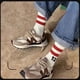 thumbnail image 4 of 123 Calcetines deportivos de algodón para parejas digitales, medias blancas de baloncesto para primavera y otoño, calcetines a media pantorrilla para hombres, 4 of 6