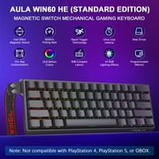 Aula WIN60 HE 60% Mechanical Keyboard Wired, Hall Effect Gaming Keyboard Magnetic Switch Hot Swappable, Adjustable Actuation Rapid Trigger Mode 8000Hz Polling Rate, RGB Keyboard 60 Percent Design