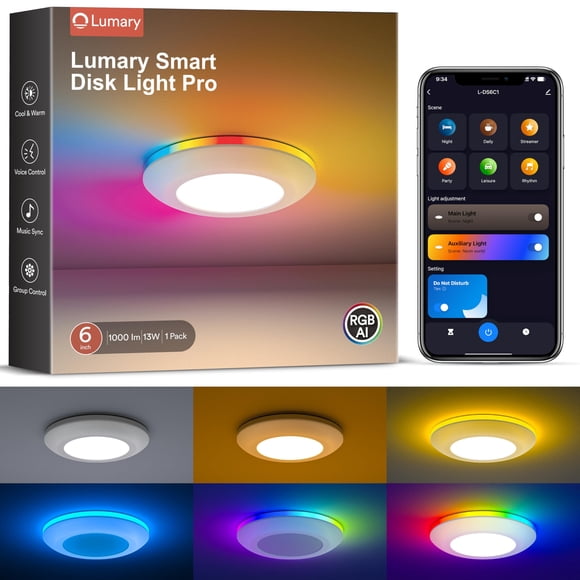 Luz LED Inteligente RGBAI Lumary Disco 13/15 cm 1 Unidad