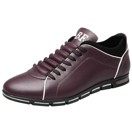 XDDST Mens Dress Shoes Men Fashion Solid Leather Business Sport Flat Round Toe Casual Shoes