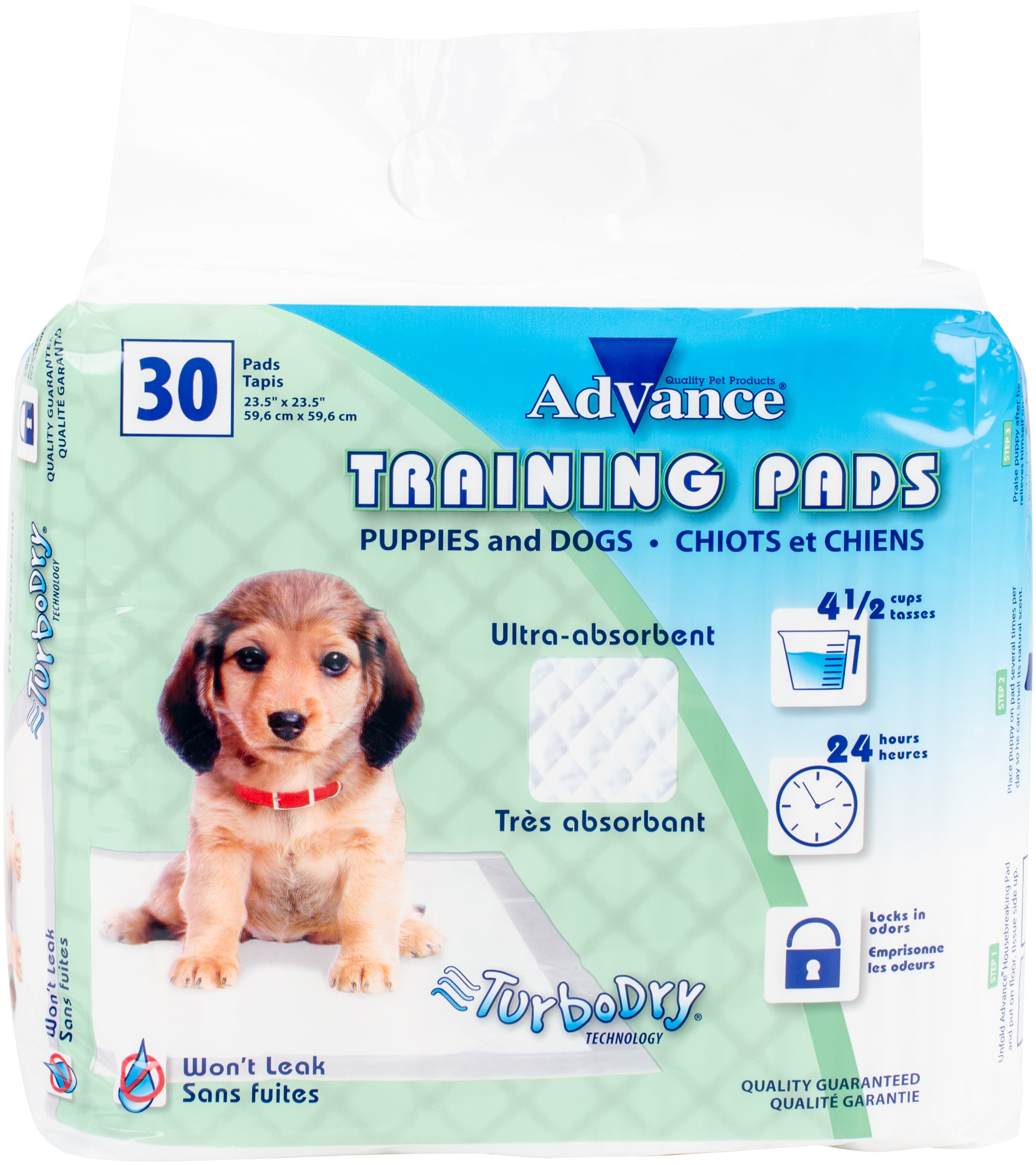 Advance Puppy Training Pads 30 Pack, 23.5" x 23.5"