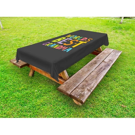 Grandma Outdoor Tablecloth, Best Grandmother Quote with Colorful Letters Doodle Stars on Greyscale Background, Decorative Washable Fabric Picnic Table Cloth, 58 X 84 Inches,Multicolor, by (Best Fabric For Tablecloth)
