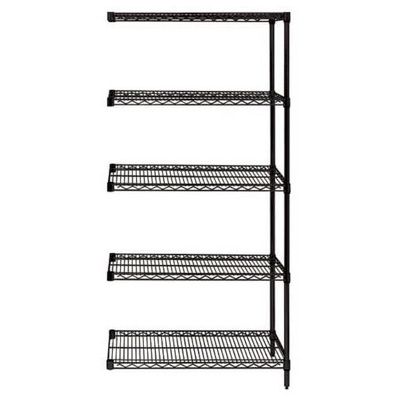Quantum Storage AD86-2436BK-5 Black Wire Shelving 5-Shelf Add-On Unit - 86 in.