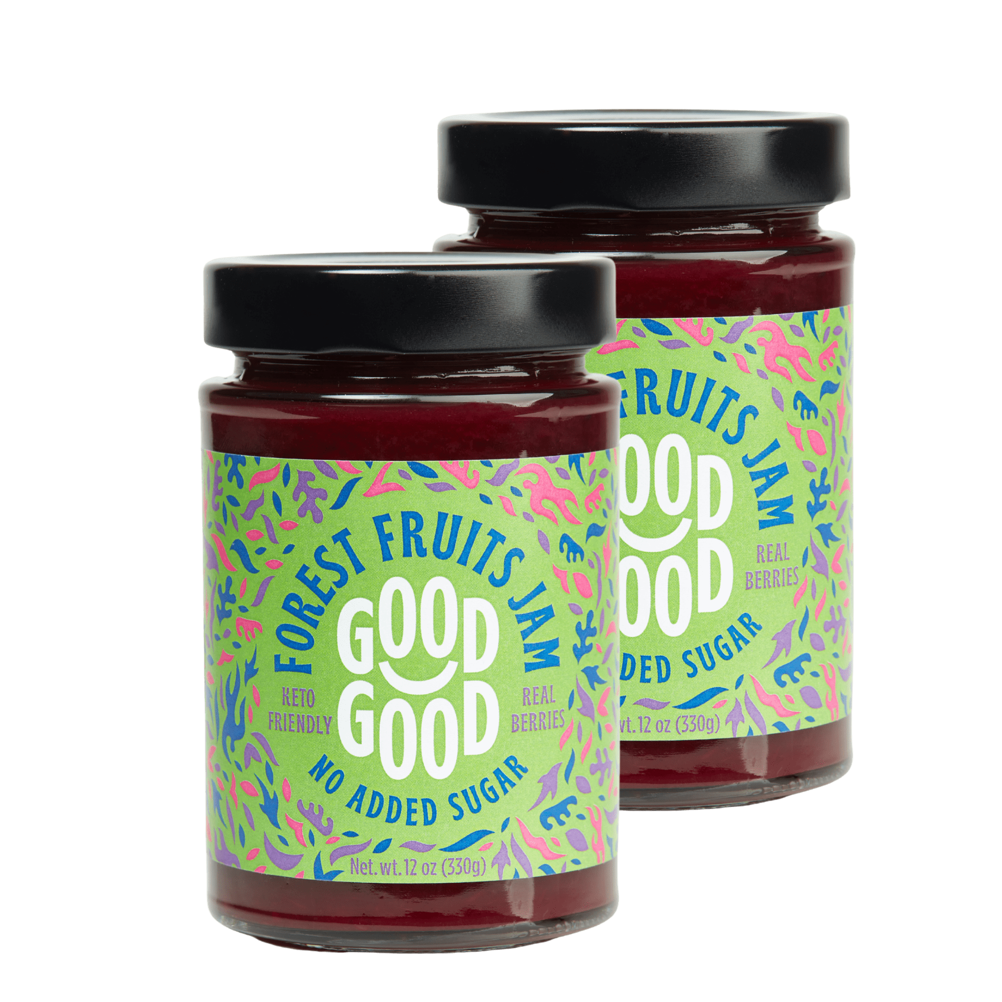 GOOD GOOD Forest Fruits Jam, No Added Sugar, Low Calorie, Keto Friendly, 12 oz, 2 Pack