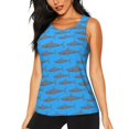 thumbnail image 1 of Balery Cute Shark Camiseta sin mangas estampada ligera para mujer, tops de entrenamiento sin mangas, camisetas de yoga transpirables de secado rápido.-Small, 1 of 7