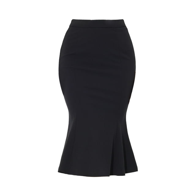 INSPIRE CHIC Falda de sirena para mujer, cintura alta, decoración de metal, cola de pez, falda midi Negro L
