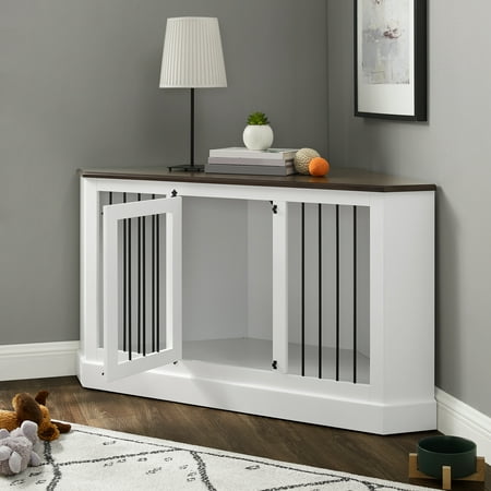 Crosley Furniture Winslow Corner Dog Crate Credenza Kennel for Pets