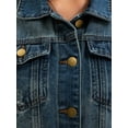 thumbnail image 5 of INSPIRE CHIC Women's Jean Jacket Turn Down Collar Long Sleeve Washed Button Up Casual Denim Jackets L Blue, 5 of 6