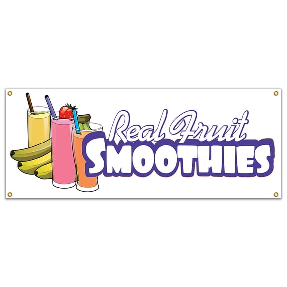 SignMission B-Real Fruit Smoothies 18 x 48 in. Banner Sign - Real Fruit Smoothies