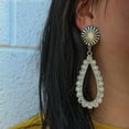 thumbnail image 2 of NAMZI Retro New Unique Design Style Dangle Drop Earrings for Women Ethnic Bohemian Vintage Jewelry （White）, 2 of 2