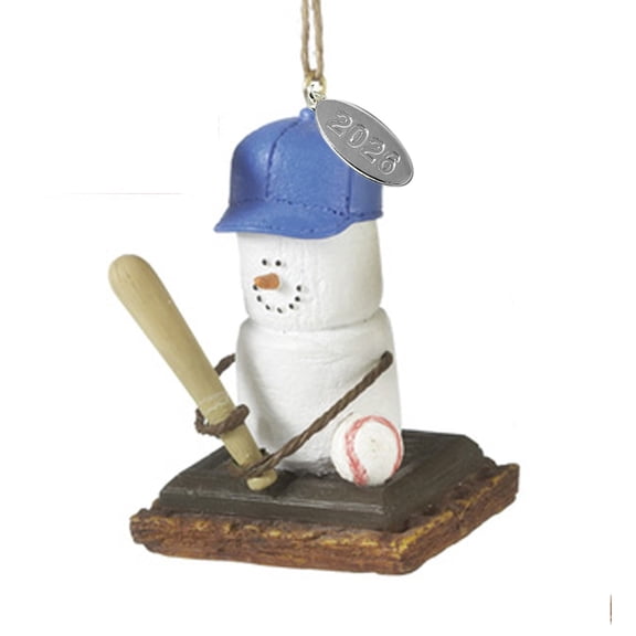 Baseball Ornament, Smores Baseball Christmas Ornament Gift, Stocking Stuffer - Comes in Gift Bag, Hangtag w Year