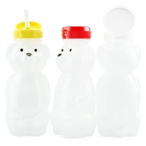 Cornucopia Brands Honey Bear Straw Cups (3-Pack, Colored Lids), 8-Ounce Therapy Sippy Bottles w/Flexible Straws and Colored Lids