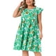 thumbnail image 1 of Vestido Boho de Talla Grande para Mujeres Agnes Orinda con Estampado Floral, Volantes en Capas, Mangas de Mariposa, Cuello Redondo, Vestido de Verano Babydoll 2X Verde, 1 of 7