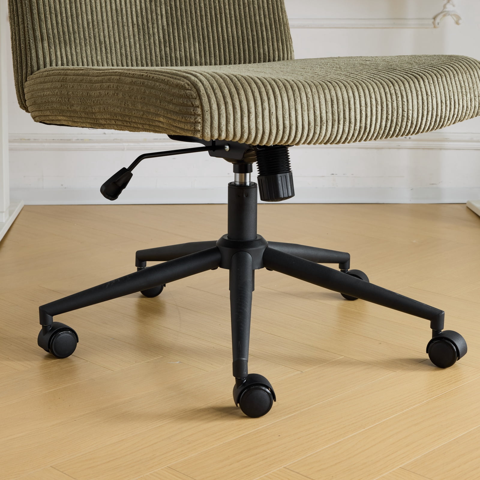 Ktaxon Oversized Armless Office Chair Swivel Study Chair Adjustable Desk Chair with Criss Cross Legs for Conference and Home Olive Green