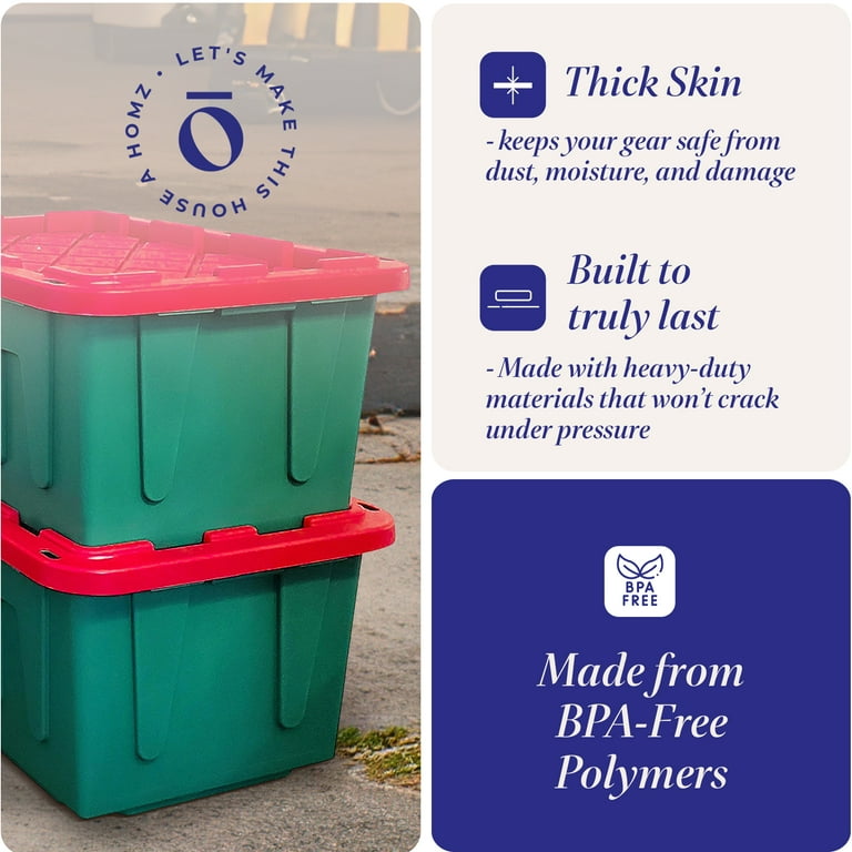 HOMZ Durabilt 27 Gallon Large Plastic Tubs, Heavy-Duty Seasonal