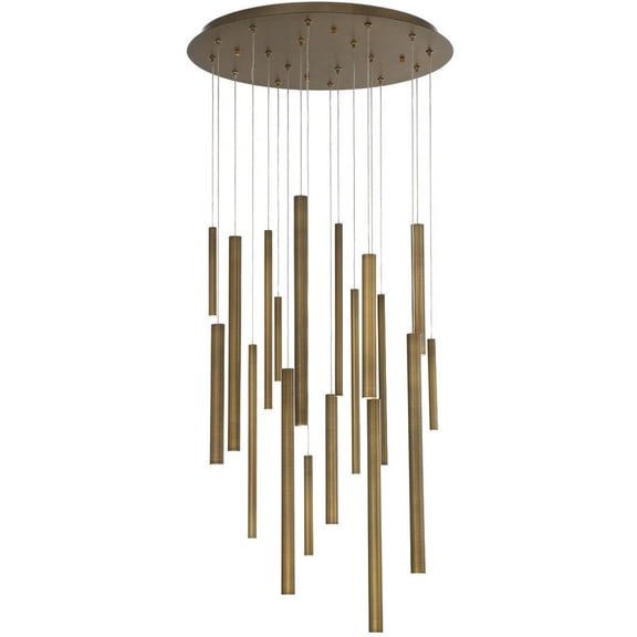 31445-038 Eurofase Lighting Santana Chandelier 18 Light-Antique Brass Gold Finish