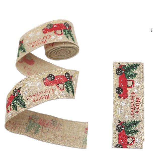 CEHVOM Christmas Print Ribbon 5CM Wide Ribbon Christmas Tree Decoration Ribbon Christmas Decoration