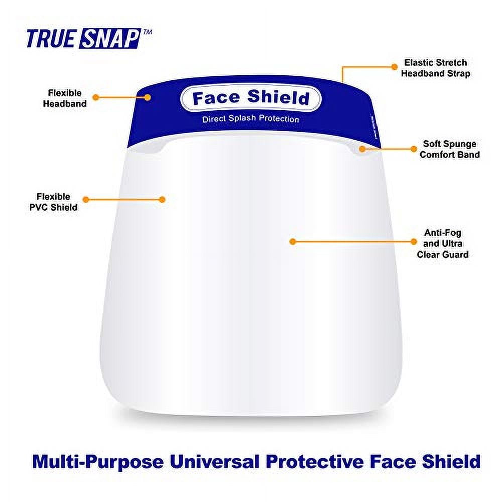Face Shield 100-Pack, Reusable Transparent Anti-Fog Visor Full Face Safety Cover with Comfort Foam,100-Pack