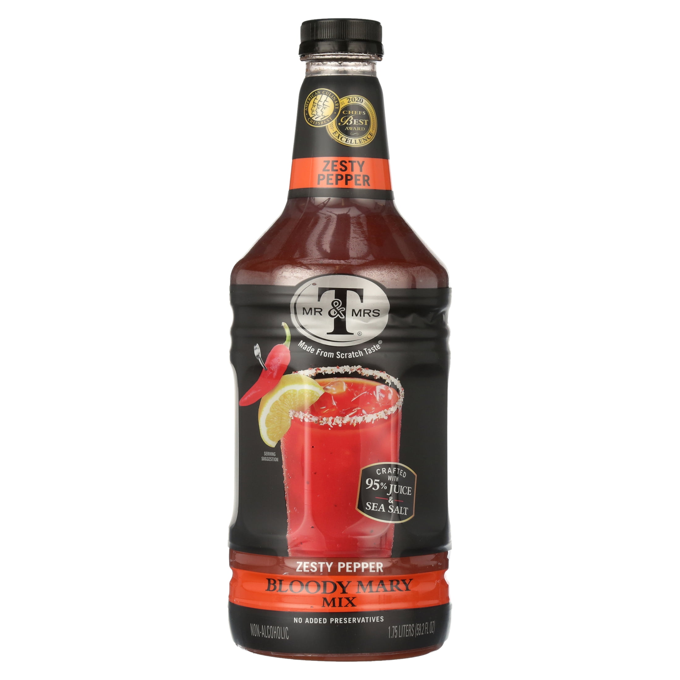 (6 Bottles) Mr & Mrs T Fiery Pepper Bloody Mary Mix, 1.75 L Bottle