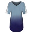 thumbnail image 4 of Pompotops Femmes Imprimé Mode Manches Courtes T-Shirt à Col en V Haut de Blouse, 4 of 6