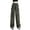 Army Green, variant on Ladies Pants Solid Color Retro High Waisted Pants with Multi Pocket Thin Wide Leg Jeans Women Dress Pants Pink M