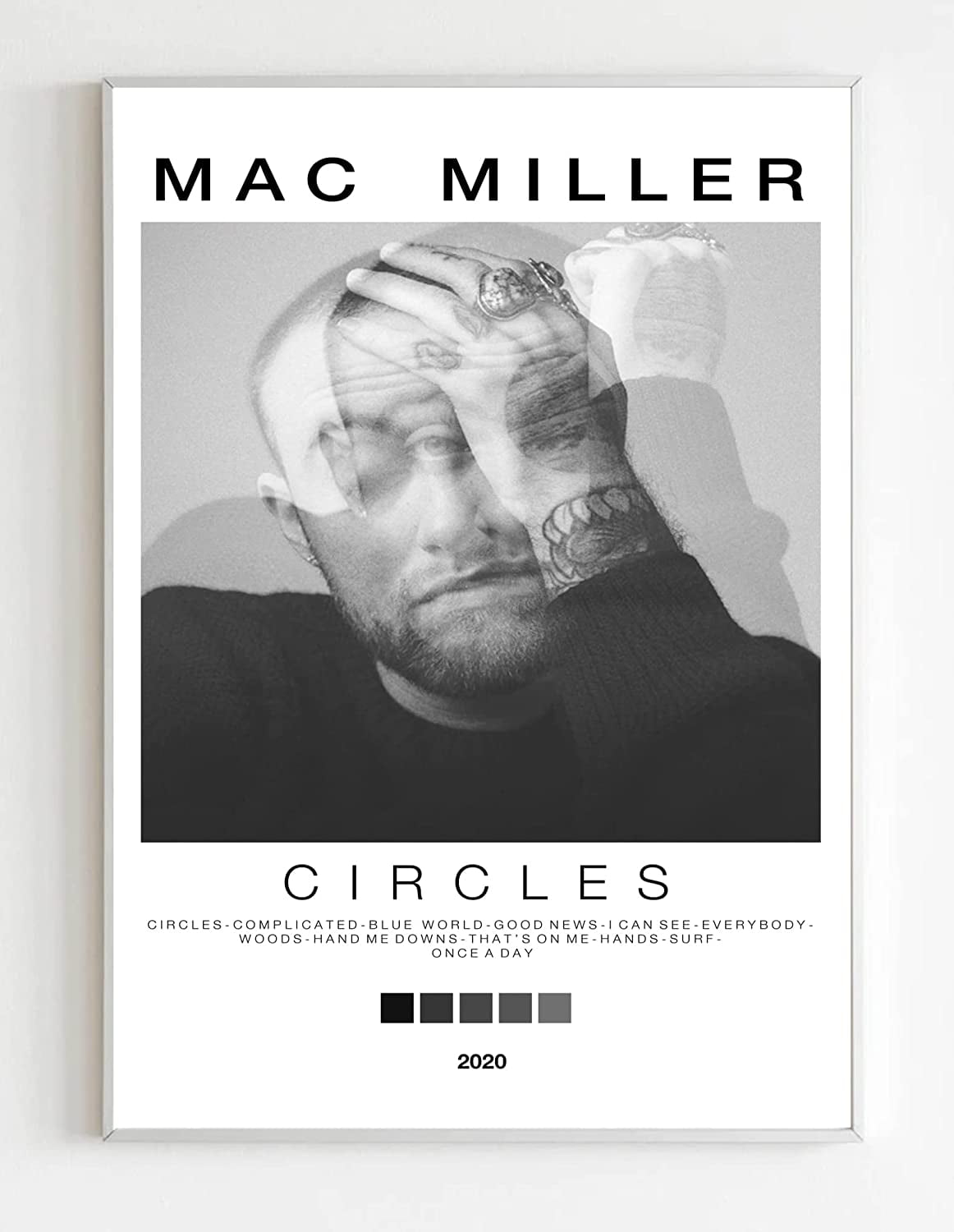 Mac Miller Rapper Hip Hop Music Singer Star Black White Poster HD Printed Canvas