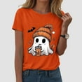 thumbnail image 2 of enyan Halloween Tshirts Women Halloween Shirt Spooky Teacher Tshirt: Teaching My Boos Tee - Women Cute Ghost T Shirt Casual Short Sleeve Tops Orange,L, 2 of 2