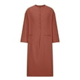 thumbnail image 3 of RongHuan Big and Tall Kaftan for Men Long Sleeve Muslim Robe Button Up Side Split Sleep Gown Soild Color Nightshirt with Pockets, 3 of 4