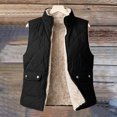 thumbnail image 7 of Women Fleece Lined Quilted Vest Sleeveless Zip up Outerwear Lapel Collar Warm Waistcoat Casual Fall Winter Gilet with Pockets Black S, 7 of 7