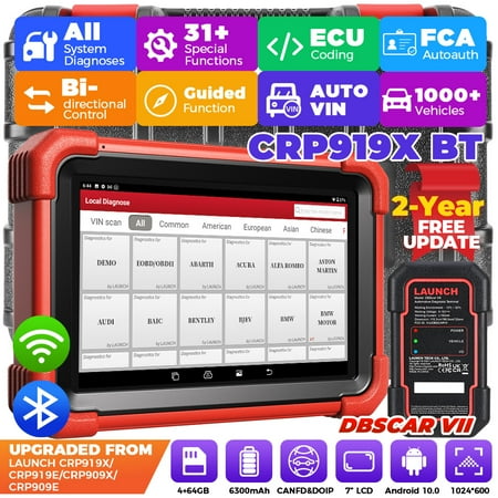 LAUNCH X431 CRP919X BT Elite Car Diagnostic OBD2 Scanner, All System Scan with DBScar VII 31+ Services CANFD DoIP, 2 Years Free Update