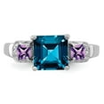 thumbnail image 5 of Sterling Silver Rhodium London Blue Topaz, Amethyst & Diamond Ring, 5 of 6