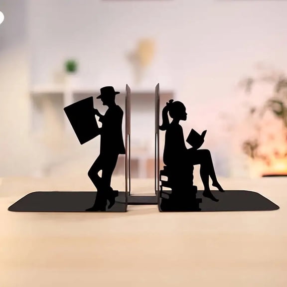TL New Creative Reader Metal Bookend, Artistic Design for Men and Women, Book Holder for Study Room, Book Storage Rack, Personalized Desktop Decoration