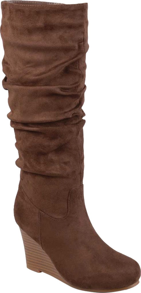 Women's Journee Collection Haze Wedge Knee High Slouch Boot Brown Faux ...