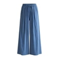 thumbnail image 3 of Ohufall Womens Cotton Linen Pants Breathable Drawstring Loose Pants Pocket Solid Color Casual Pants for Daily Wear, 3 of 5