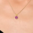 thumbnail image 3 of Gem Stone King 14K Yellow Gold Pink Moissanite Pendant Necklace for Women | 0.80 Cttw | Gemstone Birthstone | Round 6MM | With 18 inch Chain, 3 of 6