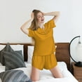 thumbnail image 5 of Sikiie Goldenrod Womens Pajama Sets Short Sleeve Top With Pants Sleepwear 2 Piece Lounge SetXX-Large, 5 of 6