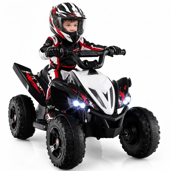 ELLEGNT 12V Kids Ride-On ATV Quad 4-Wheeler Toy with Music, Light, USB Port, Wireless Connection, One-Touch Start, Power Display, Battery Powered for Ages 3 , Black