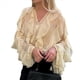 thumbnail image 2 of Blusa Informal Elegante para Mujer, de Larga, con Cuello en V y Volantes, Ideal para Oficina y Trabajo. Beige L, 2 of 10
